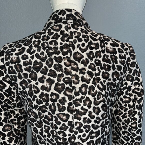 ANTHROPOLOGIE Leopard Animal Print Double Breasted Jacket Coat - EUC - Size 0 - Picture 7 of 16